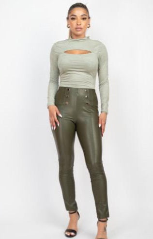 HM PU skinny pants with button