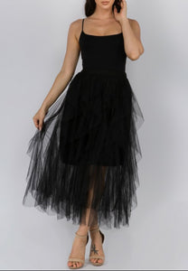 Tutu Mesh Maxi Skirt(Black)