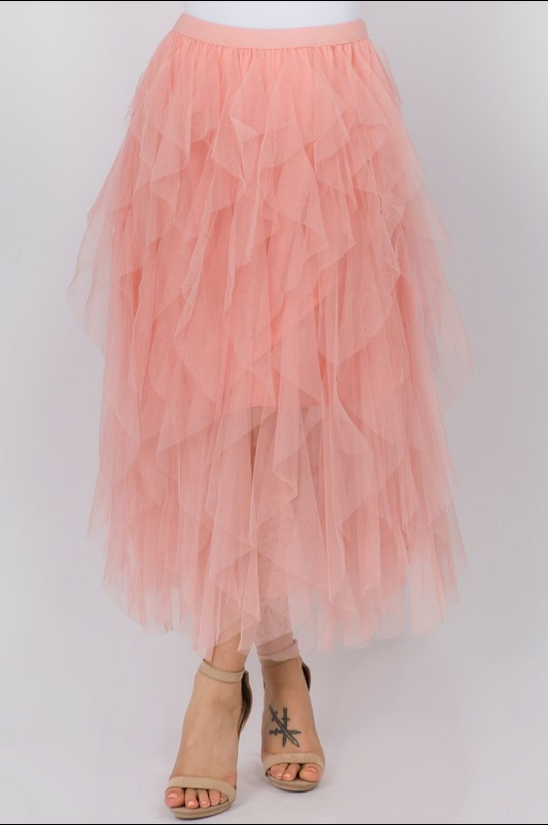 Tutu Mesh Maxi Skirt(Pink)